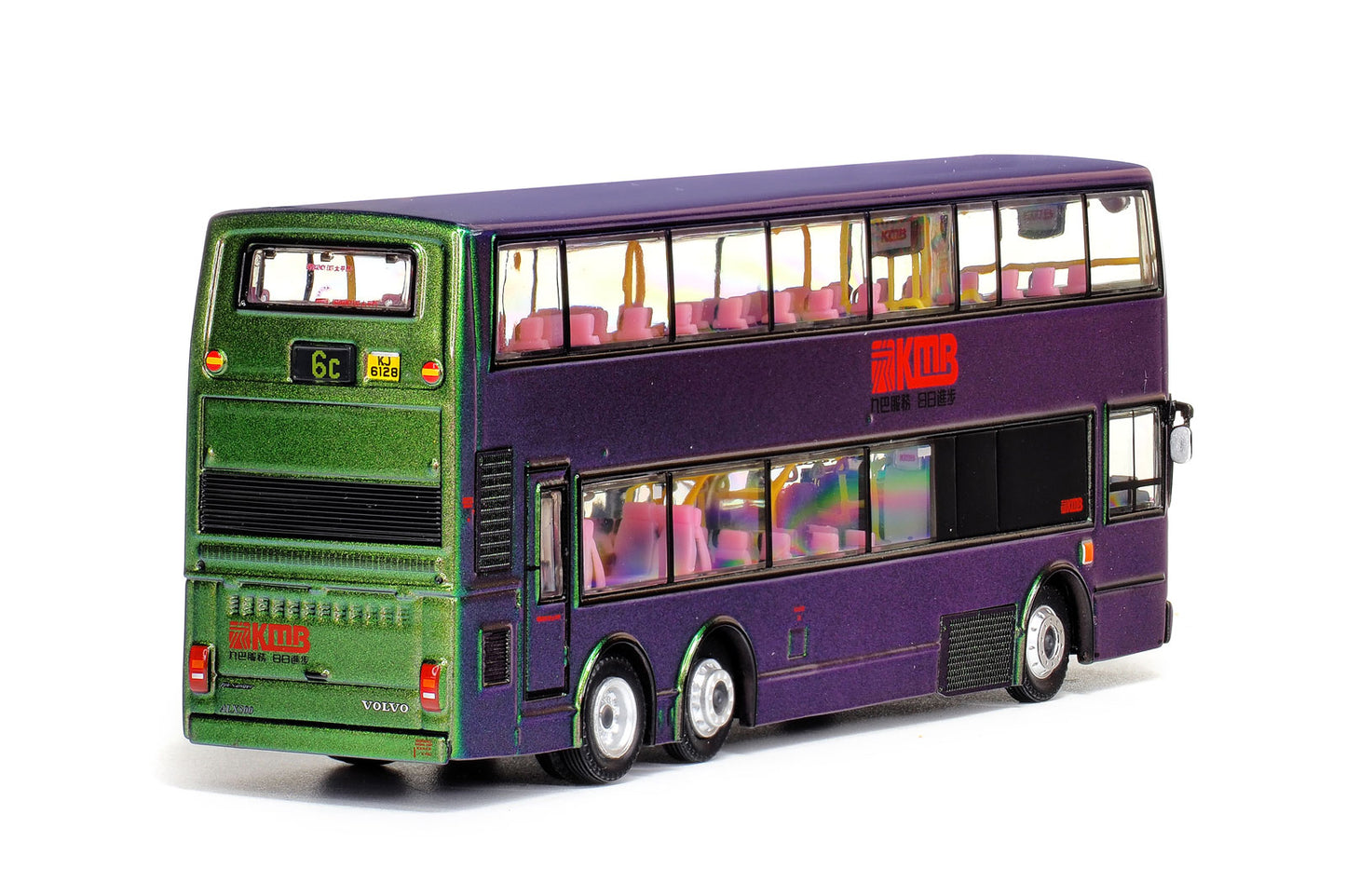 80m KMB2020025 KMB Volvo Super Olympian 12m Green Bus Route #6C 1/76 Scale