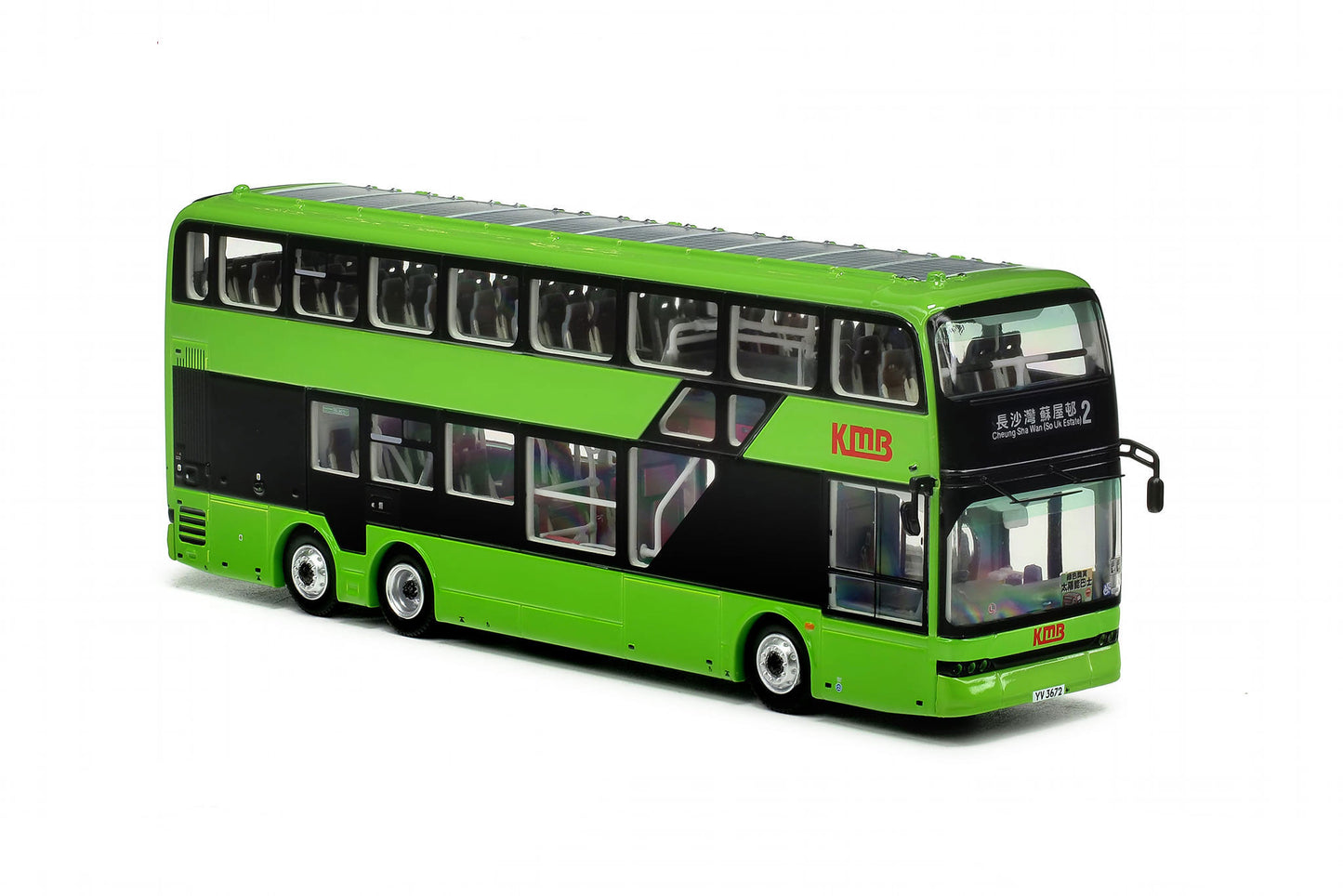80m KMB2023013 KMB Kowloon Motor Bus BYD B12D Rte 2 1:76 Scale