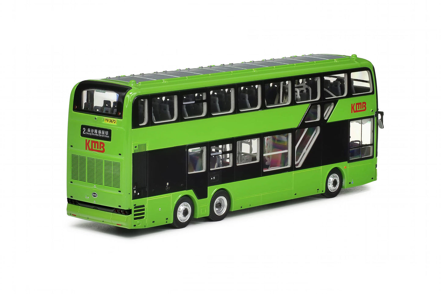 80m KMB2023013 KMB Kowloon Motor Bus BYD B12D Rte 2 1:76 Scale