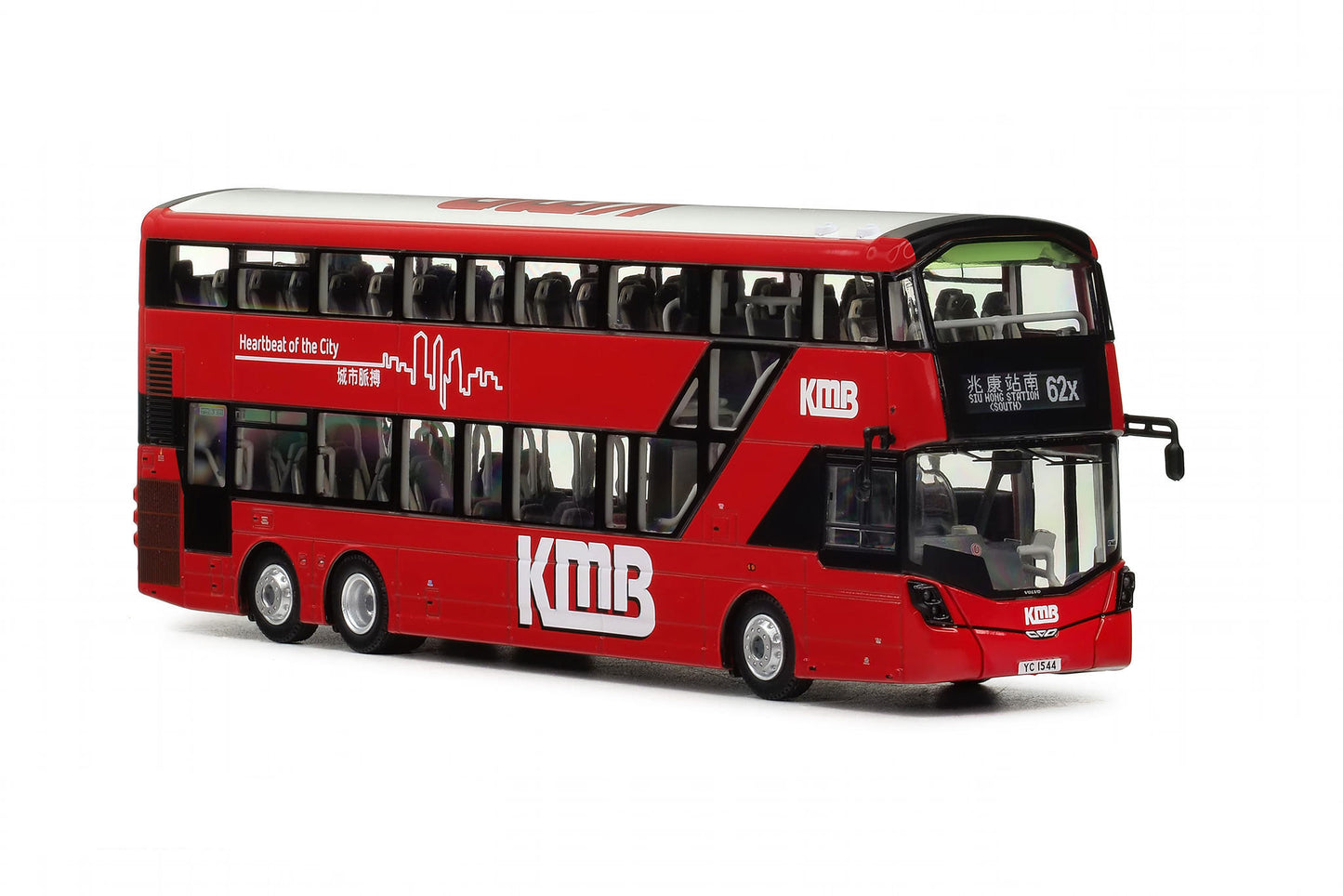 80m KMB2023018 KMB Kowloon Motor Bus Volvo B8L Wright Gemini 3 Euro VI 12.8M Rte 62X 1:76 Scale