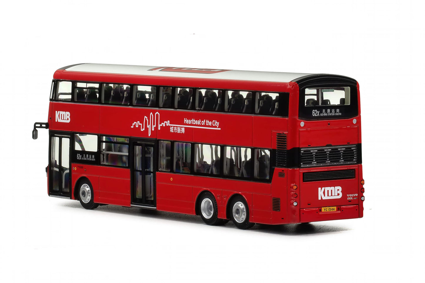 80m KMB2023018 KMB Kowloon Motor Bus Volvo B8L Wright Gemini 3 Euro VI 12.8M Rte 62X 1:76 Scale
