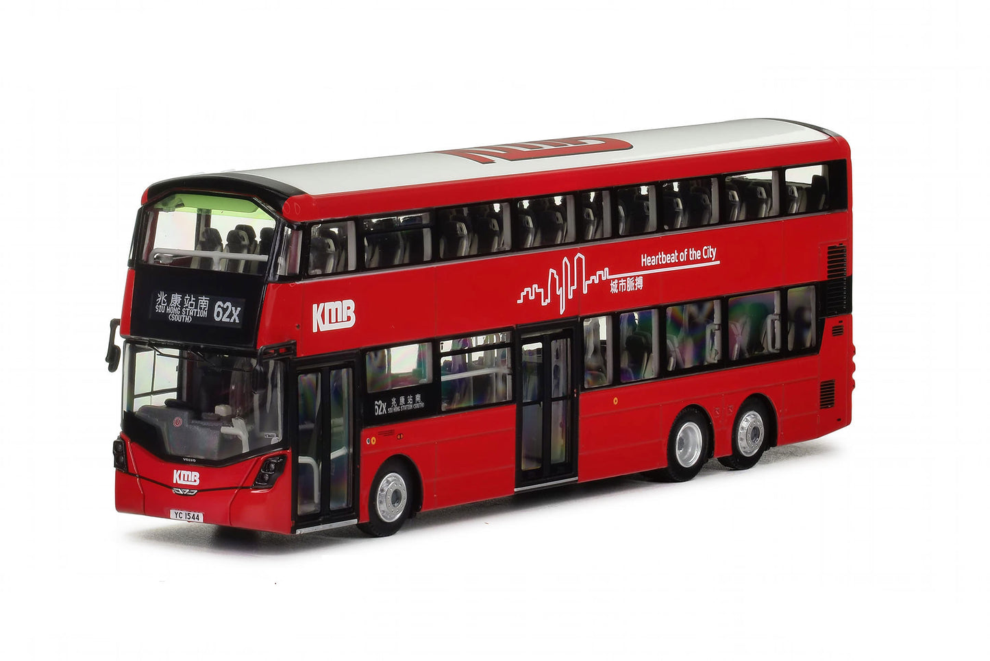 80m KMB2023018 KMB Kowloon Motor Bus Volvo B8L Wright Gemini 3 Euro VI 12.8M Rte 62X 1:76 Scale