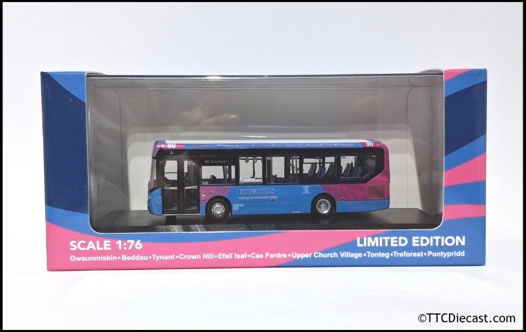 OMNIDEKKA MMC2b ADL Enviro E200MMC, Edwards Coaches, Rte 90 Gwaunmiskin 1:76 Scale