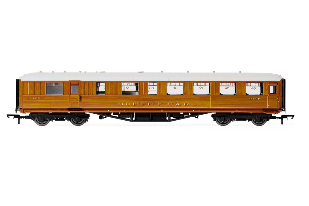 Hornby R40455 LNER Gresley Corridor Teak Coaches Buffet 21609, OO Gauge