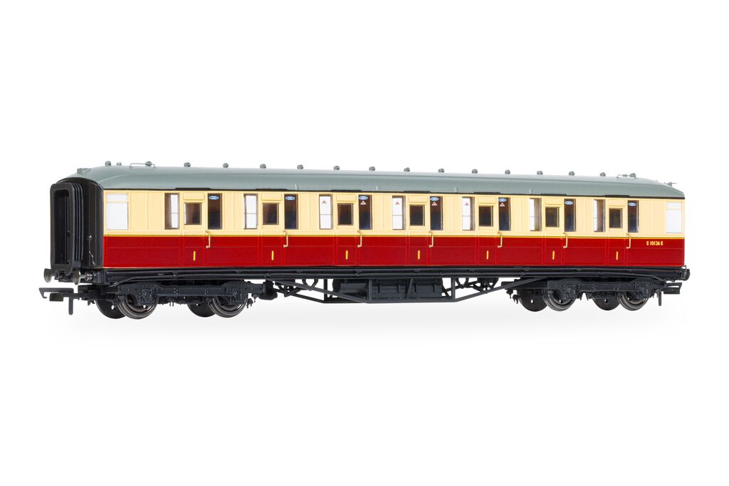 Hornby R40457 BR Gresley Corridor Crimson and cream 1st class E10126E, OO Gauge