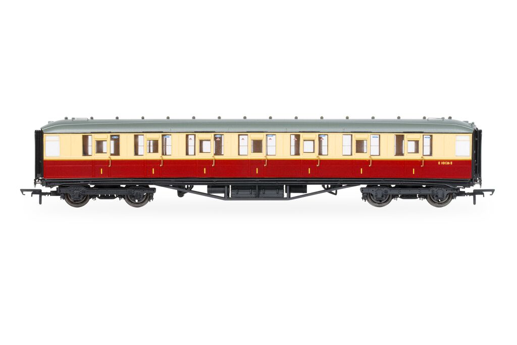 Hornby R40457 BR Gresley Corridor Crimson and cream 1st class E10126E, OO Gauge