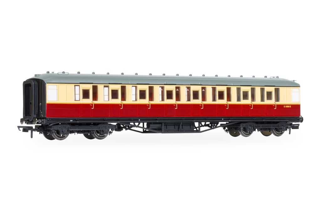 Hornby R40458 BR Gresley Corridor Crimson and cream 3rd class E11010E, OO Gauge