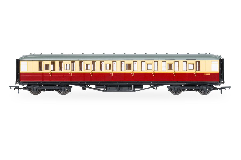 Hornby R40458 BR Gresley Corridor Crimson and cream 3rd class E11010E, OO Gauge