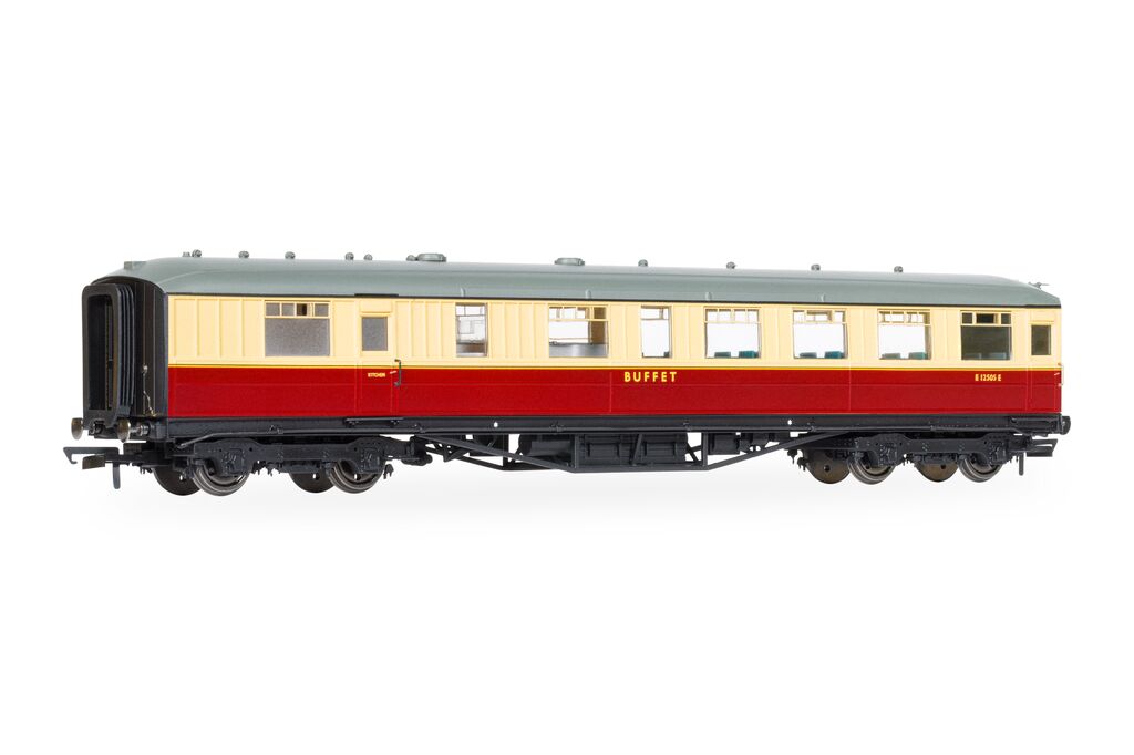 Hornby R40459 BR Gresley Corridor Crimson and cream Buffet E12505E, OO Gauge
