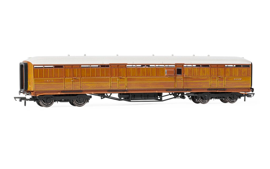 Hornby R40456 LNER Gresley Corridor Teak Coaches Passenger Brake 4239, OO Gauge