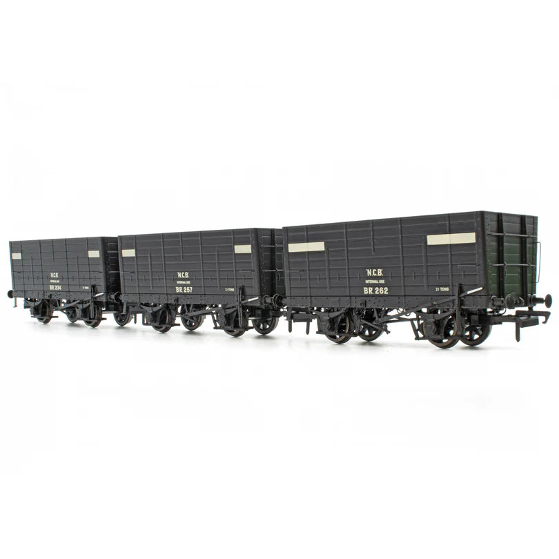 Accurascale ACC2832 P7 Hopper NCB (Brodsworth) Black, with white planks Triple Pack , OO Gauge