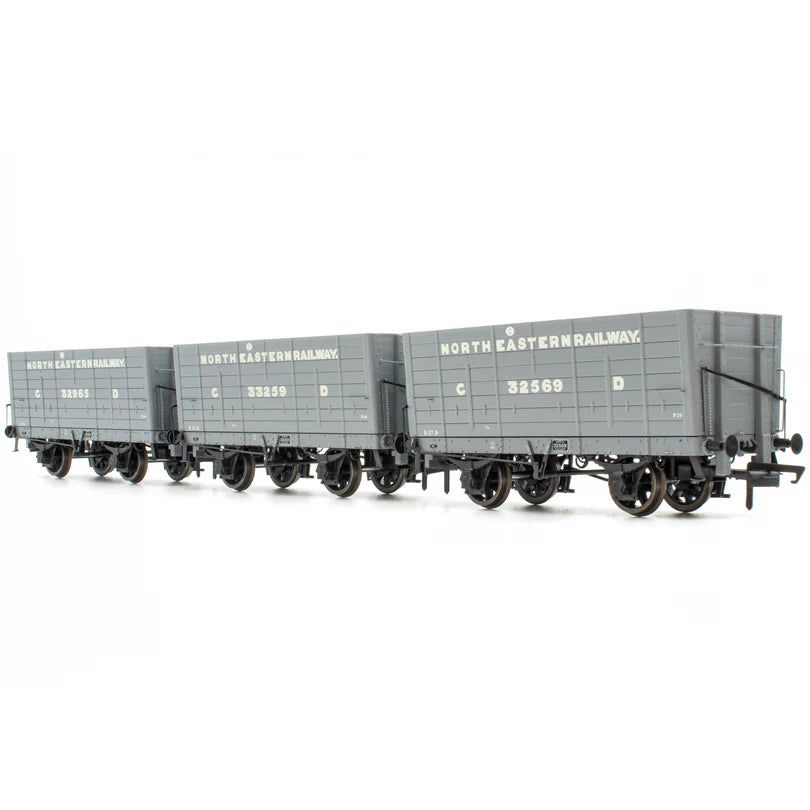 Accurascale ACC2819 P7 Hopper Pre-Grouping: NER Grey Triple Pack 2 , OO Gauge
