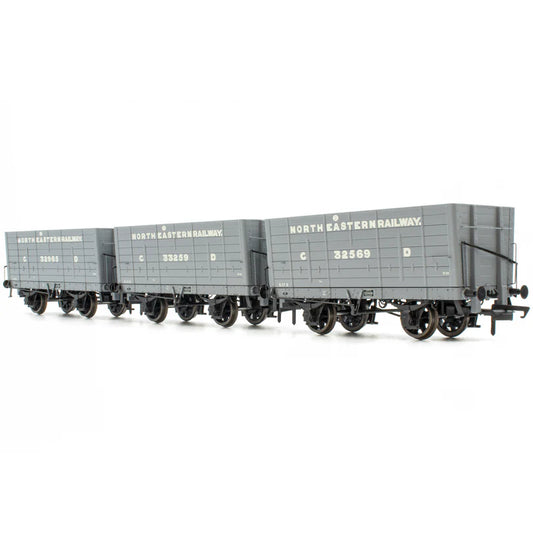 Accurascale ACC2819 P7 Hopper Pre-Grouping: NER Grey Triple Pack 2 , OO Gauge