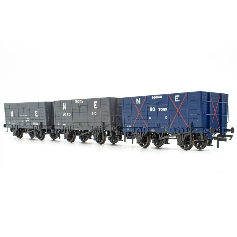 Accurascale ACC2821 Mixed Q3 Hopper Grouping transition period: NER Blue/ LNER Grey Triple Pack , OO Gauge