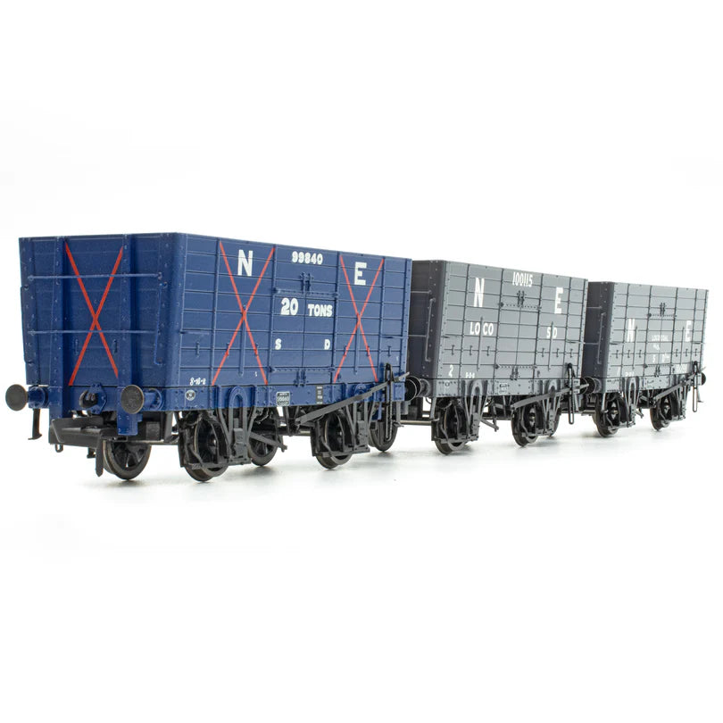 Accurascale ACC2821 Mixed Q3 Hopper Grouping transition period: NER Blue/ LNER Grey Triple Pack , OO Gauge