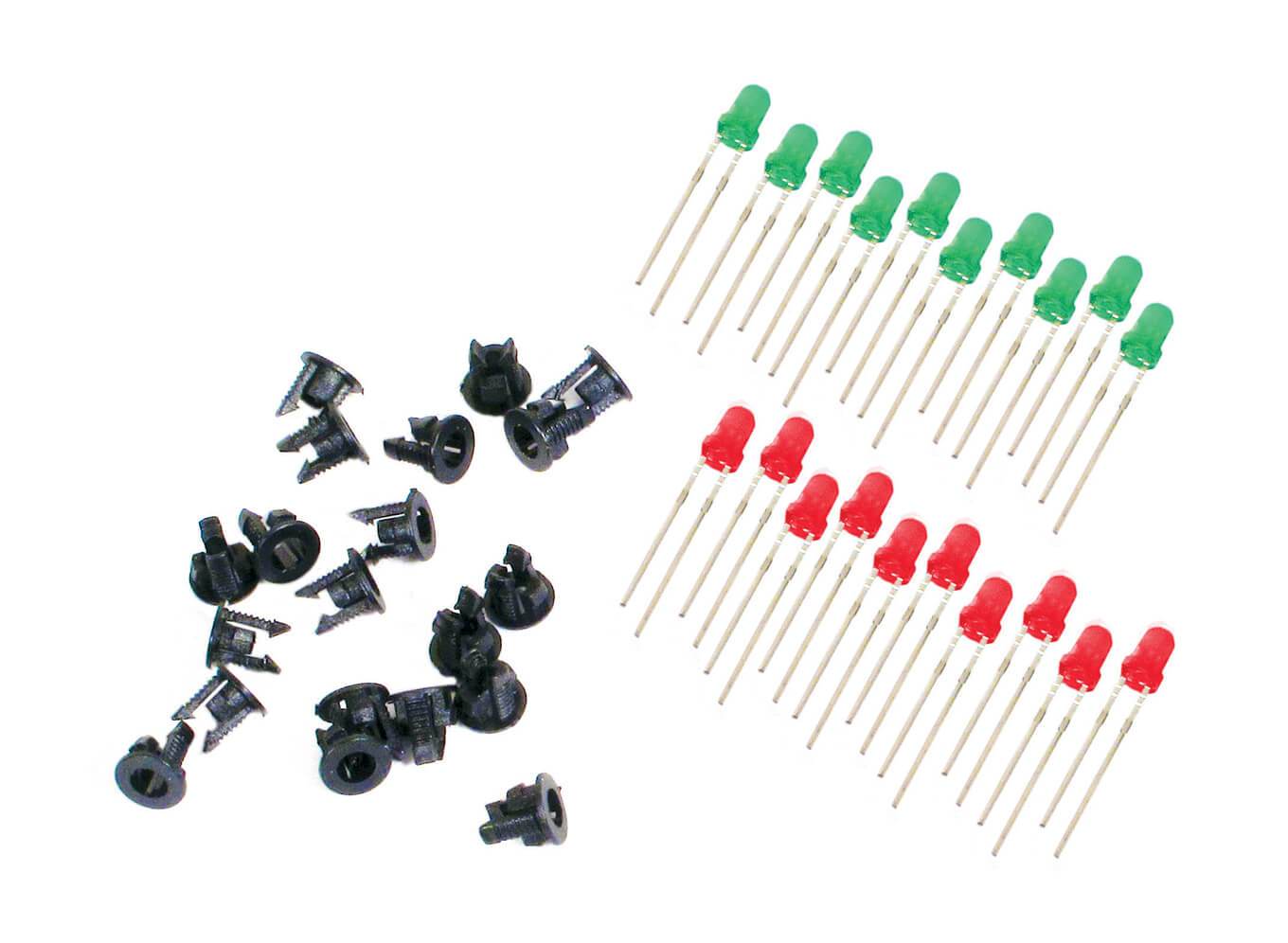 Peco PL-30 LED'S 10 Green, 10 Red, & 20 Panel Clips