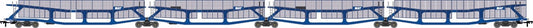 Revolution RT-OO-CAR4-436A Quad set Cartic-4 car carrier - MAT blue with mesh screens (set A), OO Gauge