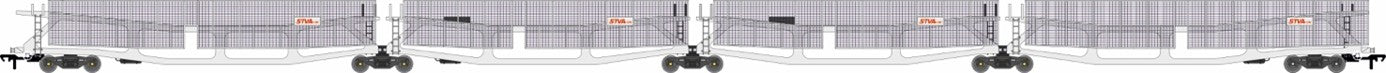 Revolution RT-OO-CAR4-437A Quad set Cartic-4 car carrier - STVA light grey with mesh screens (set A), OO Gauge