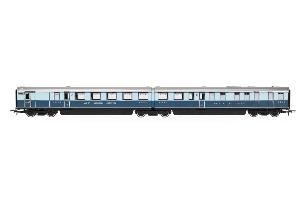 Hornby R40477 LNER West Riding Limited Brake Third & Kitchen Third Articulated Coach pack OO Gauge