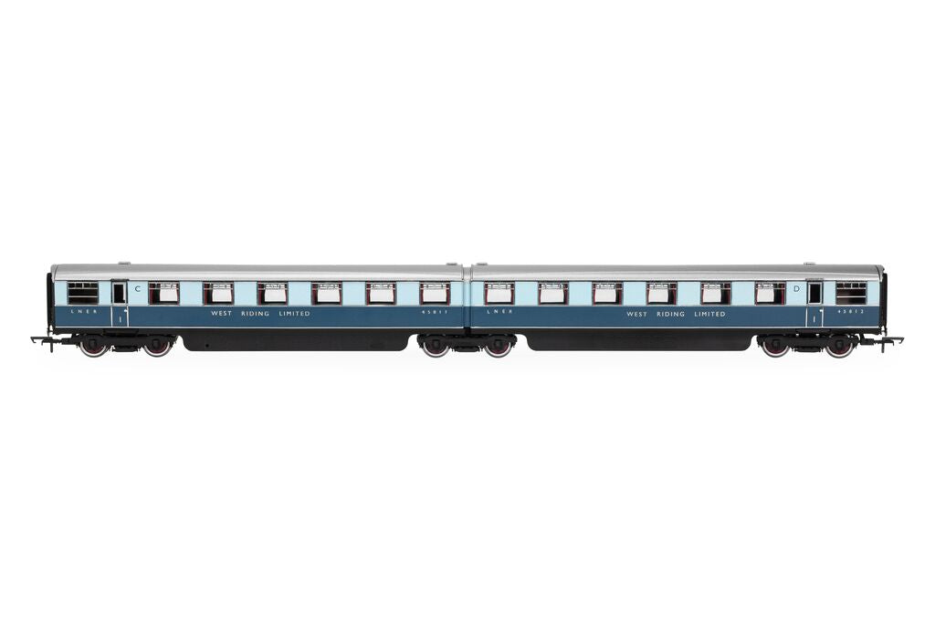 Hornby R40478 LNER West Riding Limited Double Open First Articulated Coach pack OO Gauge