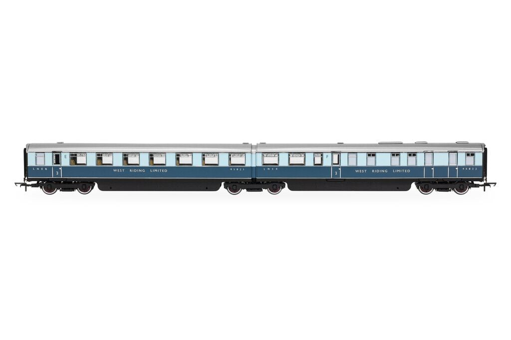 Hornby R40479 LNER West Riding Limited Open Third & Kitchen Third Articulated Coach pack OO Gauge *PRE ORDER £134.99*