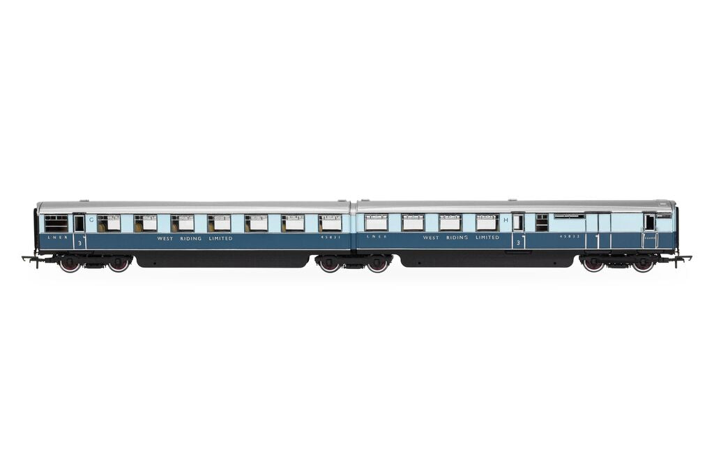 Hornby R40480 LNER West Riding Limited Open Third & Brake Third Articulated Coach pack OO Gauge *PRE ORDER £134.99*