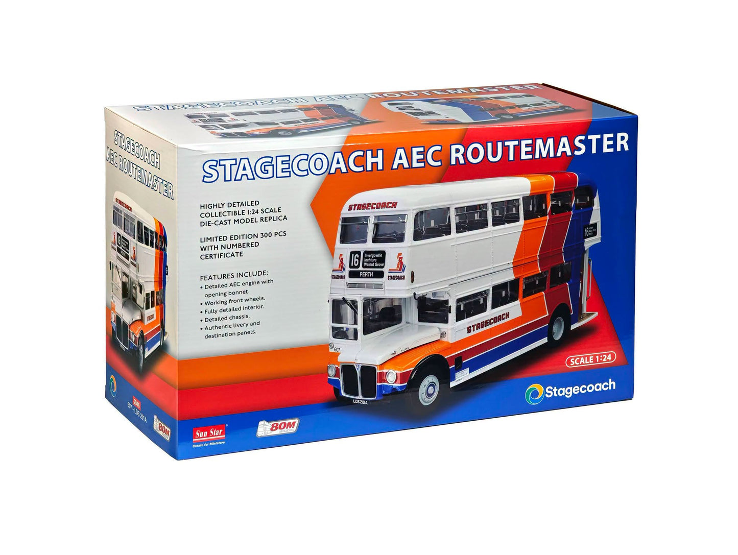 Sunstar H2946 AEC Routemaster - Stagecoach 607 - LDS201A - Rte 16 Perth 1:24 Scale