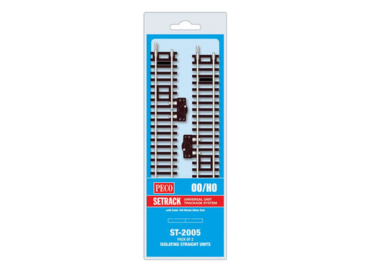 Peco ST-2005 ST-2005 Isolating Straights (Pack of 2) - OO Gauge