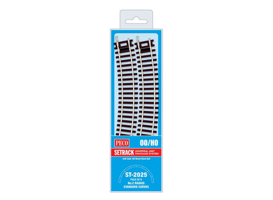 Peco ST-2025 2nd radius Standard Curves (Pack of 8) - OO Gauge