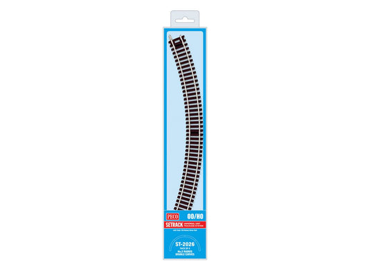 Peco ST-2026 2nd radius Double Curves (Pack of 4) - OO Gauge