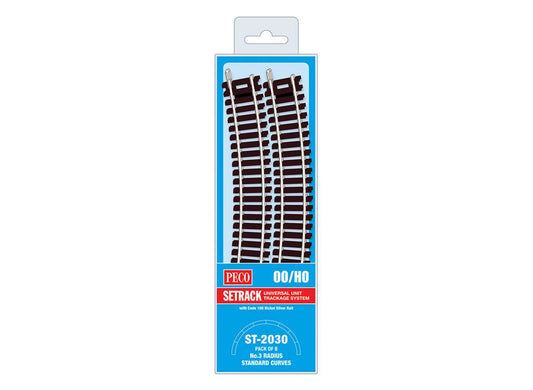 Peco ST-2030 3rd radius Standard Curves (Pack of 8) - OO Gauge