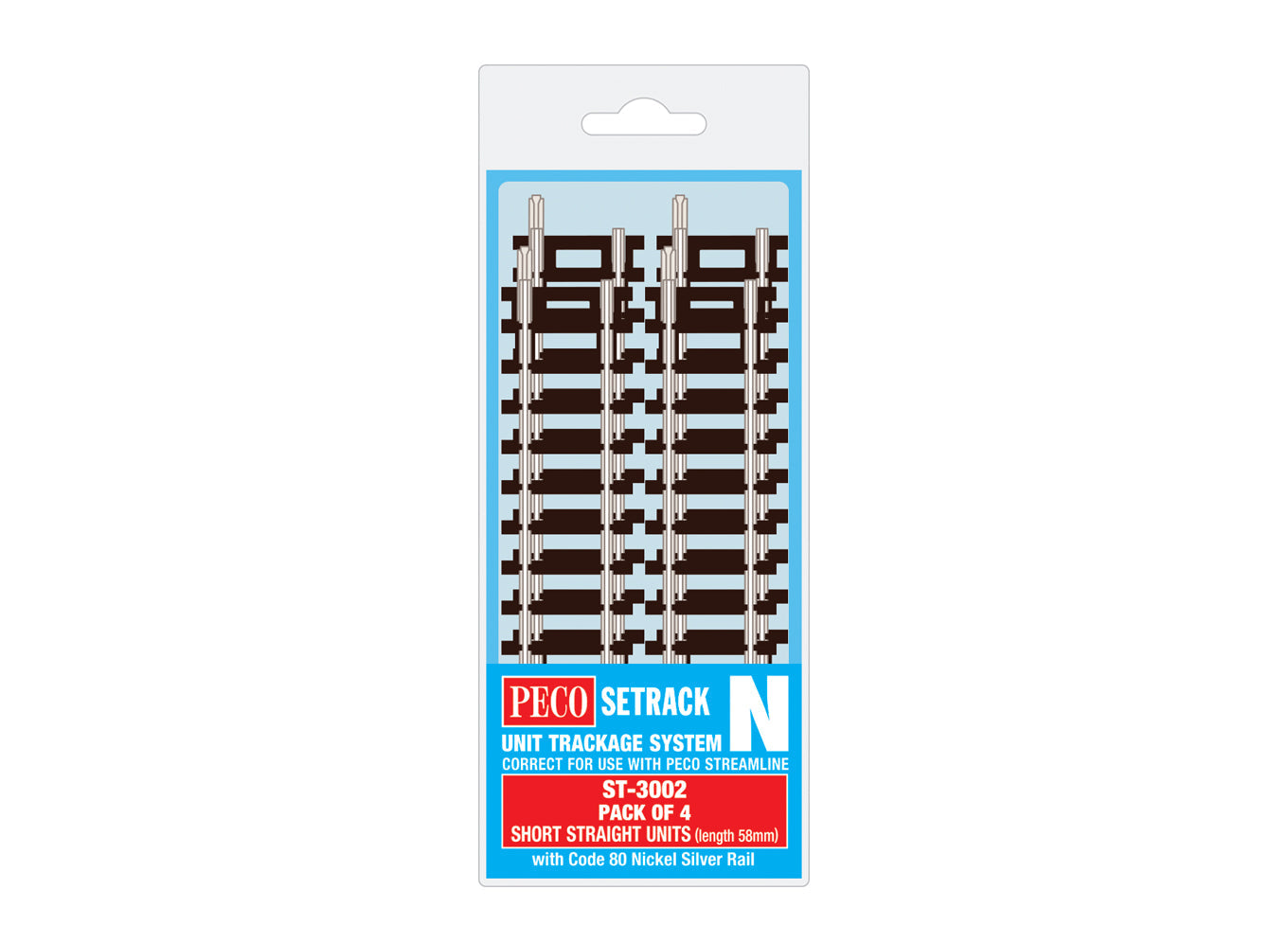 Peco ST-3002 Short Straight (Pack of 4) - N Gauge