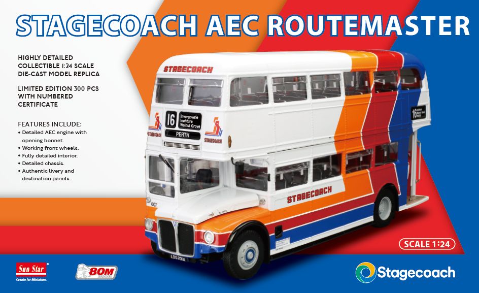 Sunstar H2946 AEC Routemaster - Stagecoach 607 - LDS201A - Rte 16 Perth 1:24 Scale