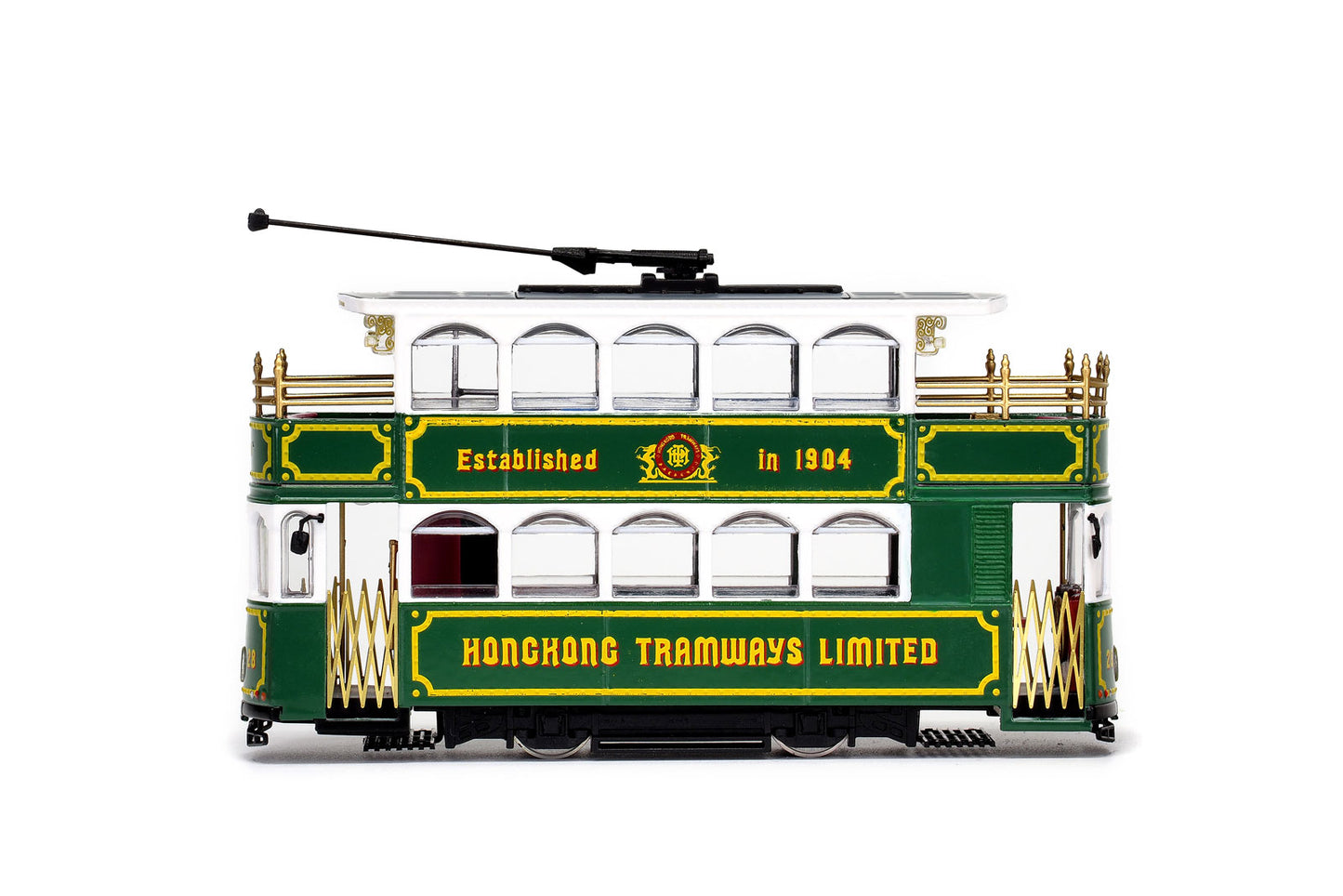 80m TT33803 Hong Kong Tramways Green Antique Tram Route #28 1/76 Scale