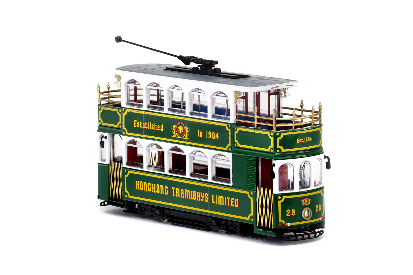80m TT33803 Hong Kong Tramways Green Antique Tram Route #28 1/76 Scale