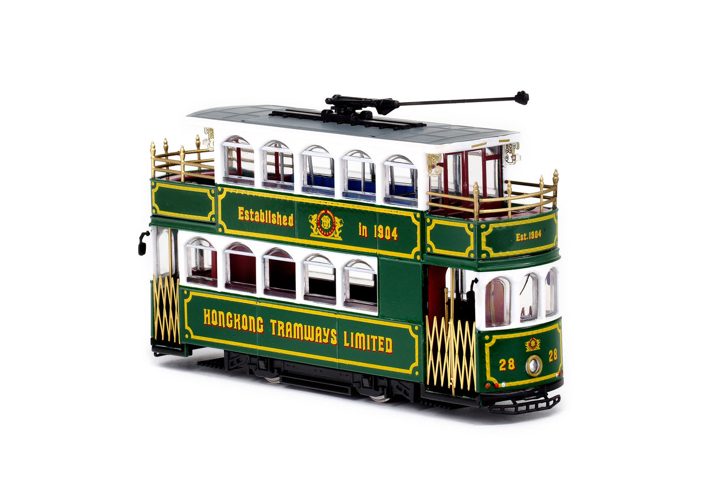 80m TT33803 Hong Kong Tramways Green Antique Tram Route #28 1/76 Scale
