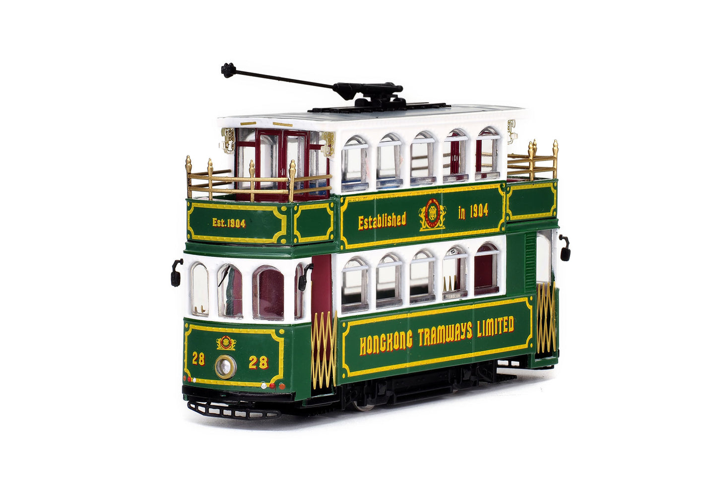 80m TT33803 Hong Kong Tramways Green Antique Tram Route #28 1/76 Scale
