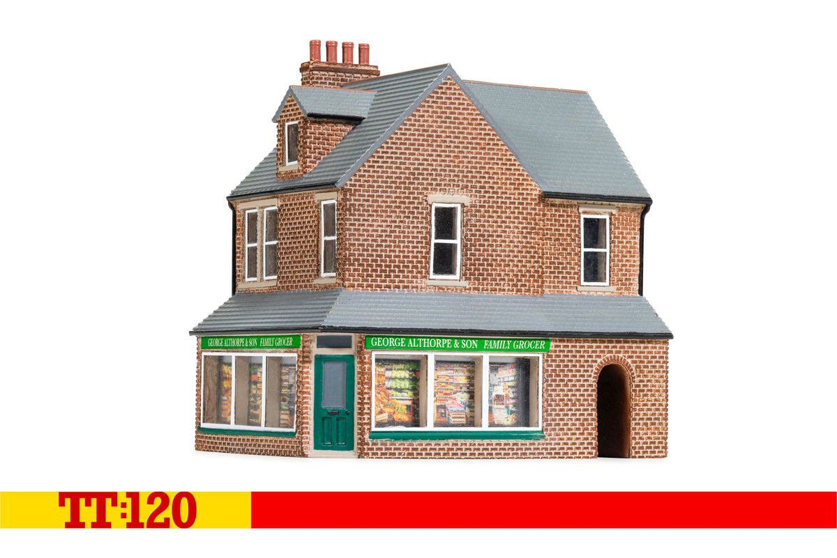 Hornby TT9040 Terrace Corner Shop - Red Brick TT120 Gauge *PRE ORDER £18.99*