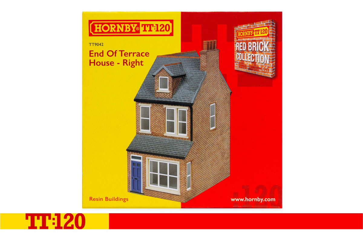 Hornby TT9042 End of Terrace House Right  - Red Brick TT120 Gauge *PRE ORDER £17.99*