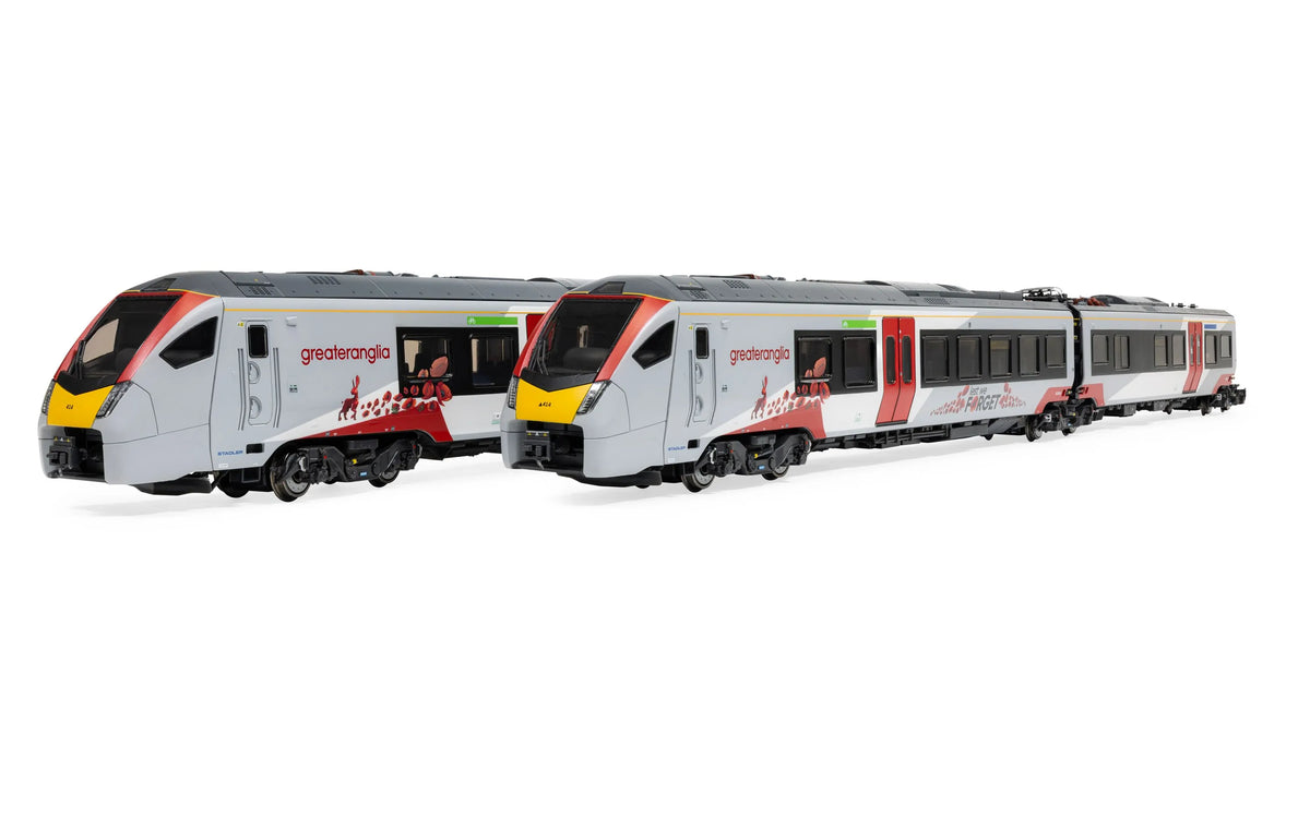 Hornby R30468 Flirt Greater Anglia Class 755 755414 Lest We Forget 4 Car Train Pack, OO Gauge *PRE ORDER £404.99*