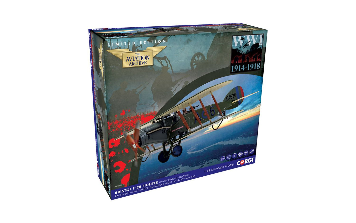 Corgi AA28804 Bristol F-2B Fighter - C4636 - ‘DEVIL-IN-THE-DUSK’ 1:48 Scale