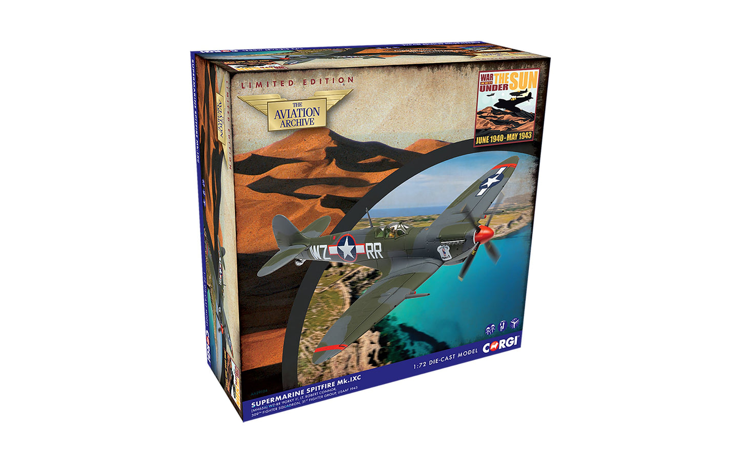 Corgi AA29104 Supermarine Spitfire Mk.IXc, (MH656) WZ-RR 'Porky II', USAAF, Mediterranean Theatre, 1943 1:72 Scale *PRE ORDER £50.99*