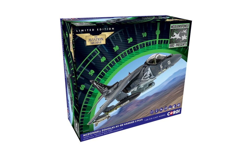 Corgi AA29303 McDonnell Douglas AV-8B+ Harrier II - 165001/01 - VMA-214 'Black Sheep' 1:48 Scale *PRE ORDER £144.49*