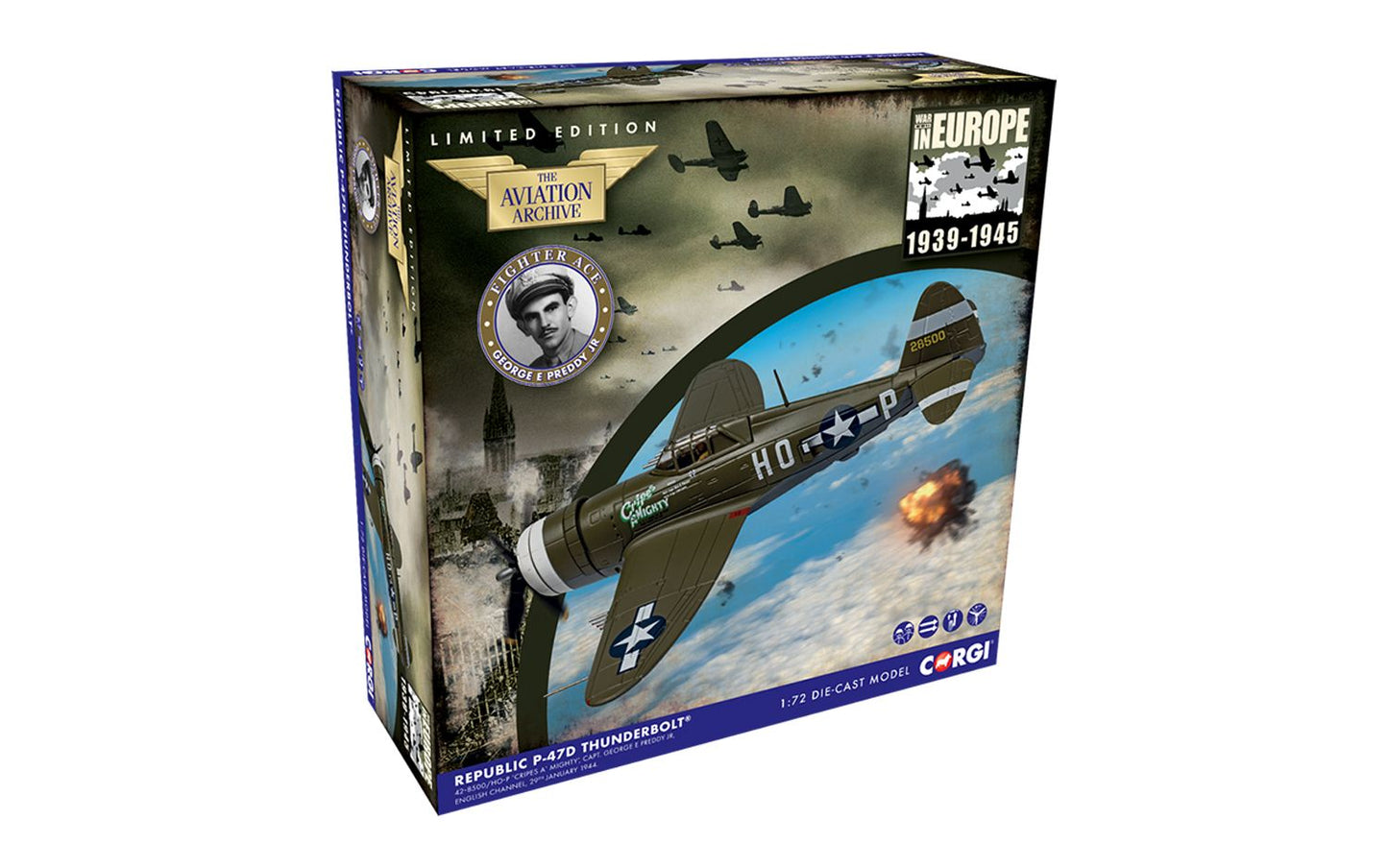 Corgi AA33828 Republic P-47D Thunderbolt - 42-8500/HO-P - ‘Cripes A’ MIGHTY’ 1:72 Scale