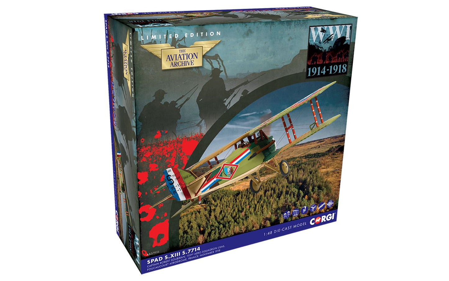 Corgi AA37910 SPAD S.XIII S.7714 Capt Robert Soubiran O.C 103rd Aero Sqd USAS France Nov 1918 1:72