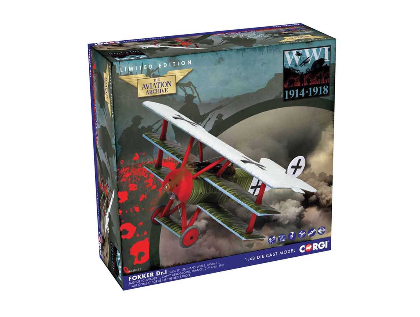 Corgi AA38312 Fokker DR1 Triplane Ltn Hans Weiss 1:48 Scale