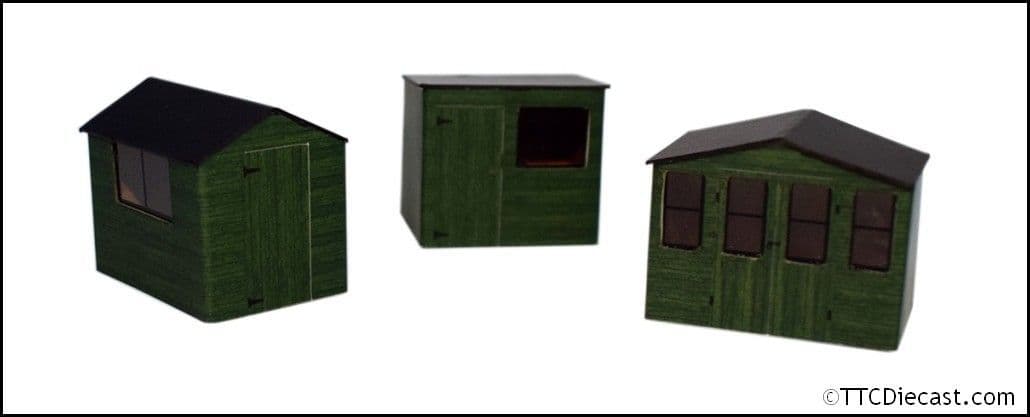 ATD Models ATD017 Shed Kit (Green) - Set of 3, 1/76 Scale, OO Gauge