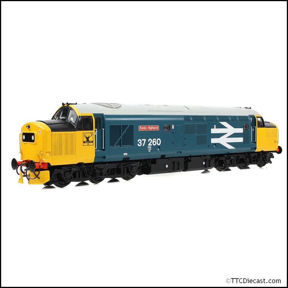 Bachmann 35-309 Class 37/0 Centre H/Code 37260 'Radio Highland' BR Blue (LL), OO Gauge