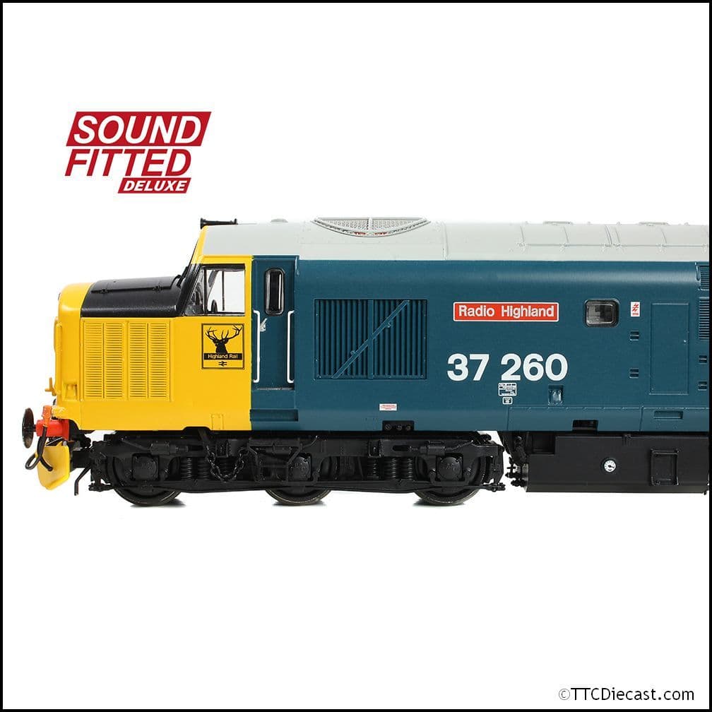 Bachmann 35-309SFX Class 37/0 Centre H/Code 37260 'Radio Highland' BR Blue (LL), OO Gauge
