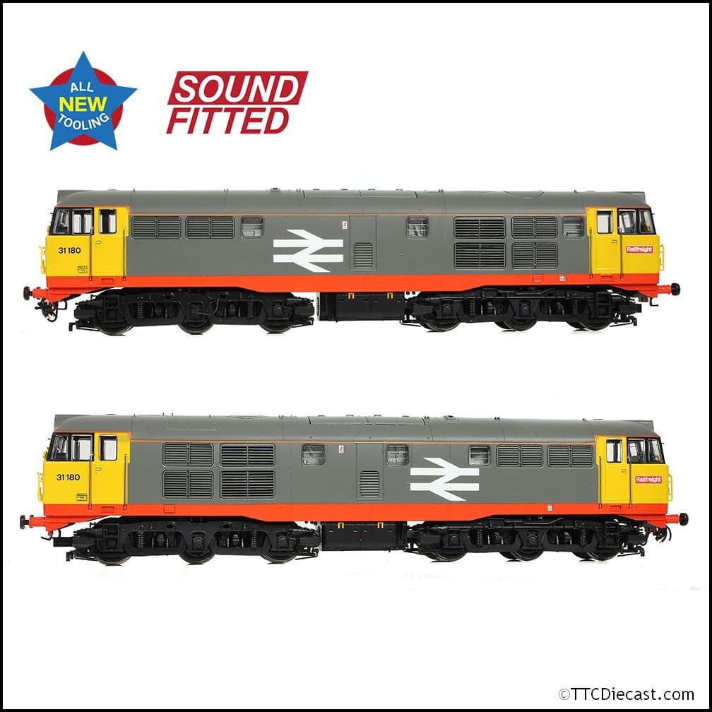 Bachmann 35-821SF Class 31/1 Refurb'31180 BR Railfreight (Red Stripe), OO Gauge